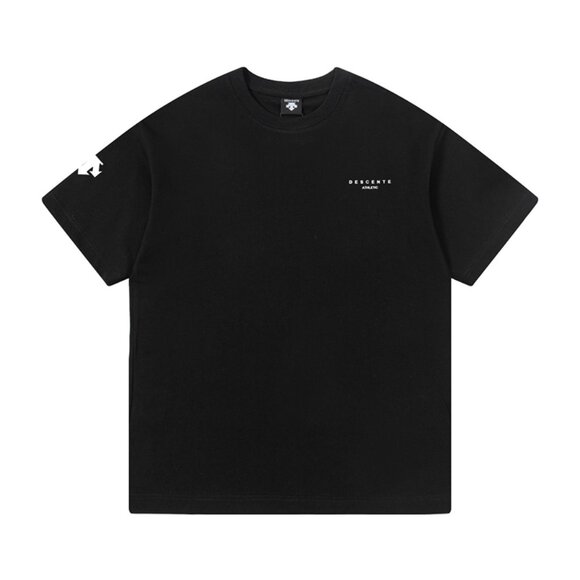 Black Simple Style Letter Print T-Shirt Descente